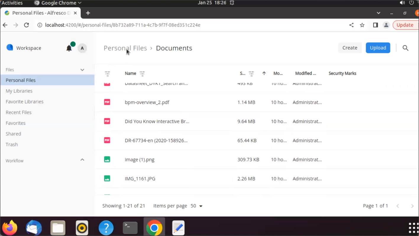 screenshot of Alfresco Digital Business Platform